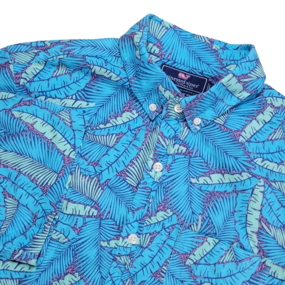 Vineyard Vines Slim Fit‎ Murray Shirt Mens S Button Up Beach Tropical Palm Trees